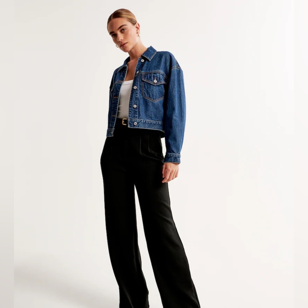 Abercrombie Drapey Cropped Denim Jacket